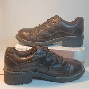 Vintage Lower East Side Trendy Brown Faux Leather Chunky Oxford Shoes Sz 9